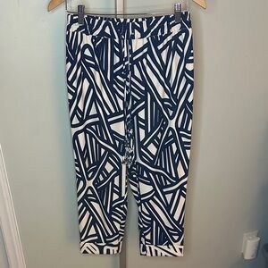 Annie Griffin Wide-Leg Palazzo Geometric Print Relaxed-Fit Pants, Navy/White, S